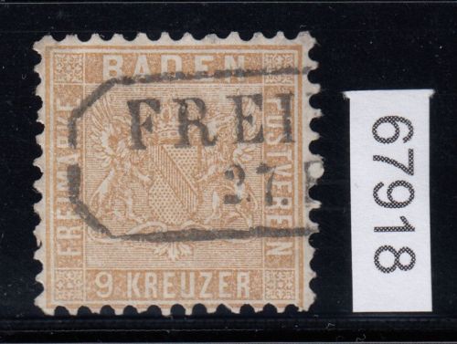 AD Baden 1862, Mich.-Nr.: 15 ba gestempelt geprüft