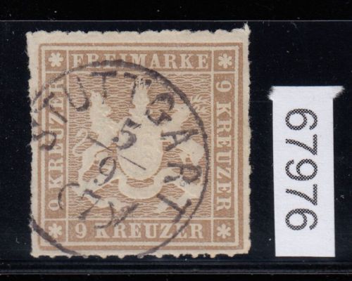 AD Württemberg 1865, Mich.-Nr.: 33 b gestempelt geprüft