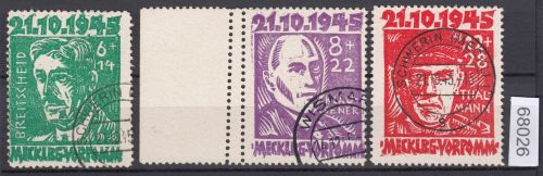 SBZ  1945 Mi.-Nr.:  20-22 gestempel  geprüft