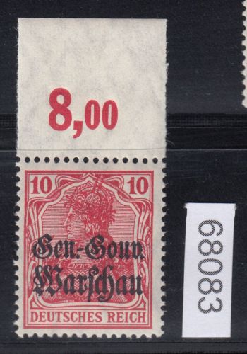 Polen 1916, Mi.-Nr.10 c  ** Oberrand geprüft