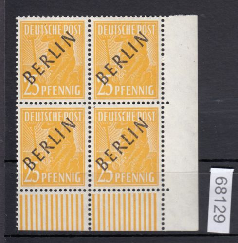 Berlin 1948, Mich.-Nr.: 10 ** Eckrand  4er.-Block   Plattenfehler AF1