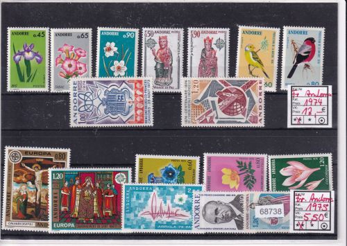 Andorra  Französisch  1974-1975, Mich.-Nr.: komplett **
