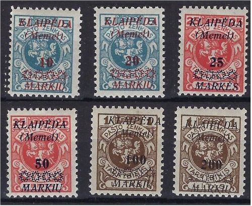 Memel 1923 Mi. Nr. 135-40 *