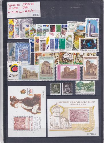 Spanien 1990, Mich.-Nr.: ** 2926 - 2974 + MH8