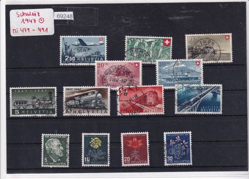 Schweiz 1947 : Mi.-Nr.: 479-491 gestempelt
