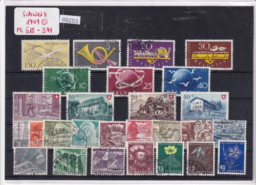Schweiz 1949 : Mi.-Nr.: 518-544 gestempelt