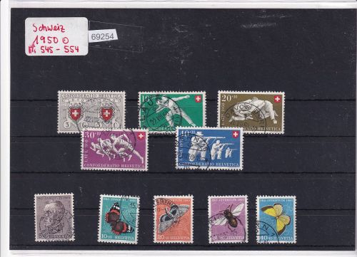 Schweiz 1950 : Mi.-Nr.: 545-554 gestempelt
