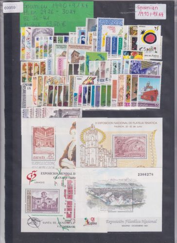 Spanien 1990 - 1991, Mich.-Nr.: **2926 - 3024 Bl36-41