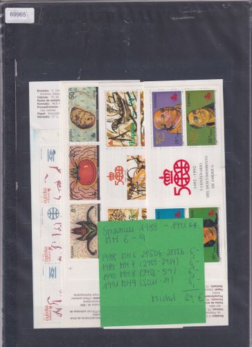 Spanien 1988 - 1991, Mich.-Nr.: ** 1988MH6-2850b-2855b,1989MH7-2909-2914, 1990MH8-2956-2959,1991MH9-3011-3014