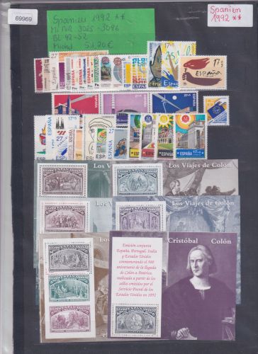 Spanien 1992, Mich.-Nr.: ** 3025 - 3096 BL42-52