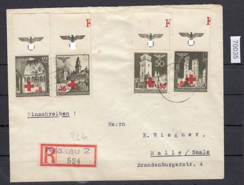 GG 1940, Mi.-Nr. 52-55 Satzbrief Kpl.    mit HZ  Krakau nach Halle