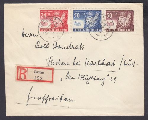 GG 1940, Mi.-Nr. 58-62 Satzbrief Kpl.   Radom  Fischern / Karsbad