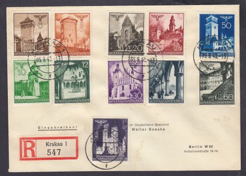 GG 1940, Mi.-Nr. 40-51 Satzbrief Kpl.    Krakau nach Berlin