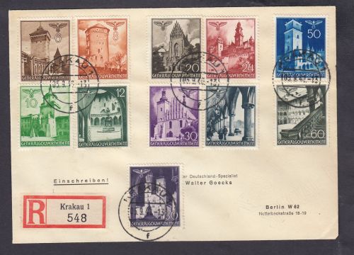 GG 1940, Mi.-Nr. 40-51 Satzbrief Kpl.    Krakau nach Berlin