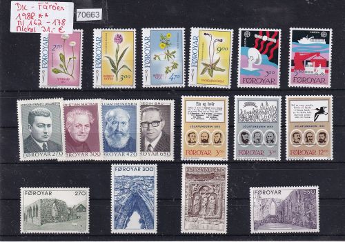Dänemark Färöer 1988, Mich.-Nr.: ** 162 - 178