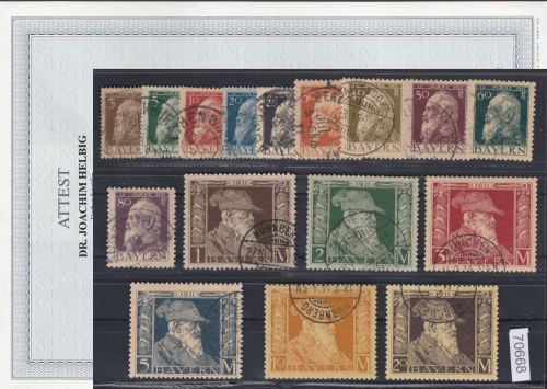 AD Bayern 1911, Mich.-Nr.: 76-91 II gestempelt  Type I   geprüft  Attest
