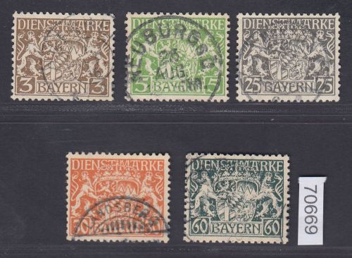 AD Bayern Dienst 1916, Mich.-Nr.: D 16-23 w (16-17+21-23)  gest.  Komplett  geprüft