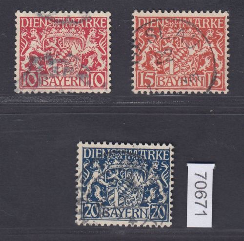 AD Bayern Dienst 1916, Mich.-Nr.: D 26-28 w  gestempelt  Komplett  geprüft