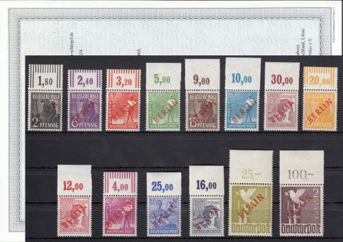 Berlin 1949, Mich.-Nr.: 21-34 **  Oberrand geprüft  Attest