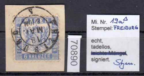 AD Baden 1862, Mich.-Nr.: 19 a gestempelt geprüft   Luxus einwandfrei