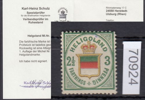 AD Helgoland 1876, Mich.-Nr.: 17 a *   geprüft