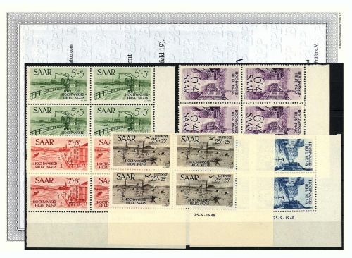 Saarland 1948 Mi. Nr. 255-59 Br **   (Druckdatum)