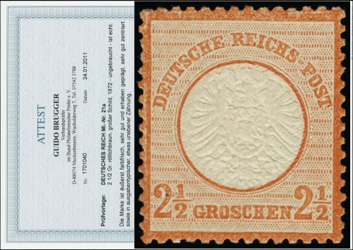 DR 1872, Mich.-Nr.: 21 a * geprüft  Attest