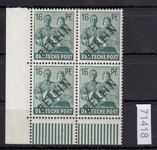 Berlin 1948, Mich.-Nr.:  7 ** Eckrand  4er.-Block