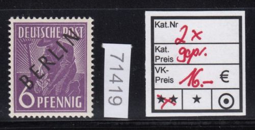 Berlin 1948, Mich.-Nr.:  2 x **  geprüft    50,00  Michel