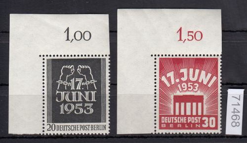 Berlin 1953, Mich.-Nr.: 110+11 ** Eckrand  geprüft