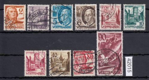 Alliierte Franz. Zone Württemberg Mi. Nr. 28-37 gestempelt  geprüft