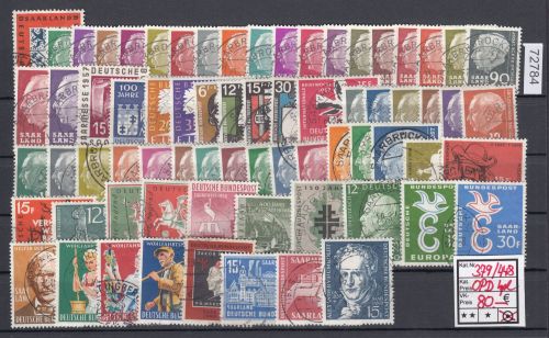 Saarland  1957-59 Mi. Nr. 379-448 Gest. Komplett (OPD)