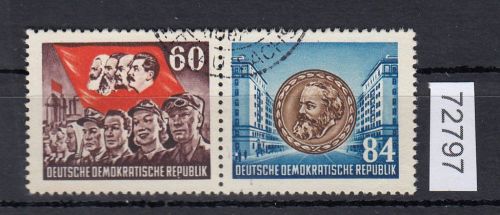 DDR 1953, Mich.-Nr.: 394+95 gestempelt A   Zus.-dr. aus Block 8