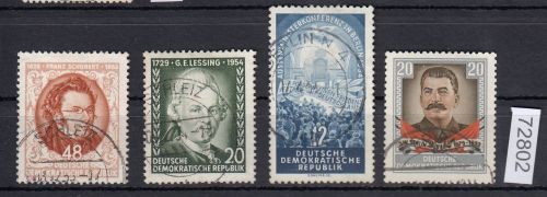 DDR 1953+45, Mich.-Nr.: 404+423+424+425 gestempelt  LUXUS