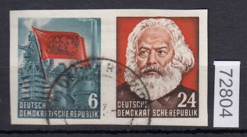 DDR 1953, Mich.-Nr.: 386+89 aus  gestempelt    Zus.-dr. aus Block 9