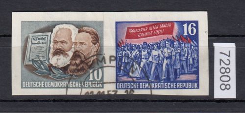 DDR 1953, Mich.-Nr.: 392+93 aus  gestempelt    Zus.-dr. aus Block 8