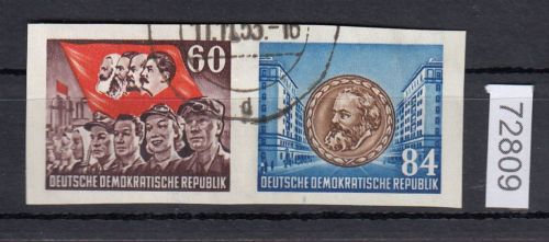 DDR 1953, Mich.-Nr.: 394+95 aus  gestempelt    Zus.-dr. aus Block 8