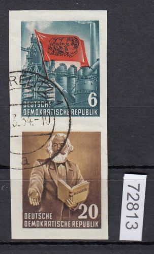DDR 1953, Mich.-Nr.: 386+88 aus  gestempelt    Zus.-dr. aus Block 9