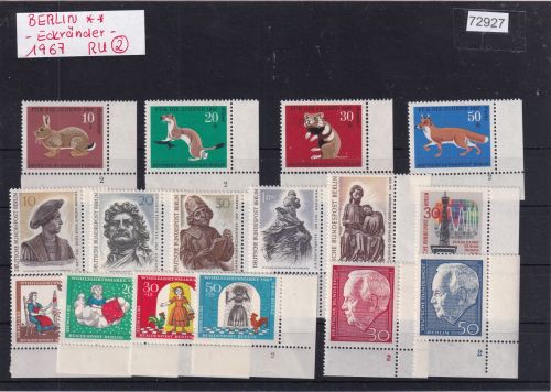 Berlin 1967, Mich.-Nr.: ** Eckränder ohne Dauerserien  FN 2 Formnummer