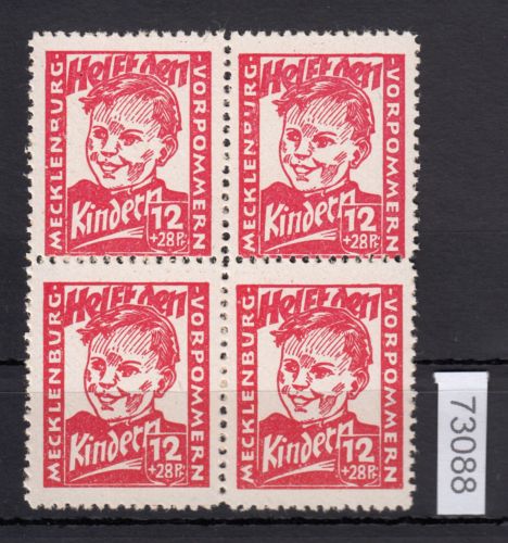 SBZ  1945 Mi.-Nr.:  28 b **  geprüft  4er.-Block