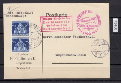 DR 1938, Mich.-Nr.: 620  Mehrfach  Zeppelin gelaufen