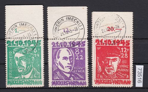 SBZ  1945 Mi.-Nr.:  20-22 gestempel  geprüft