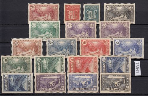 Andorra  Französisch  1937, Mich.-Nr.: 56-74 **   bitte lesen