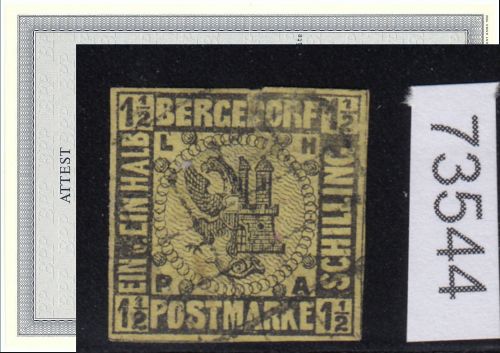 AD Bergedorf 1861, Mich.-Nr.: 3 gestempelt   geprüft  Attest   mängel  lesen