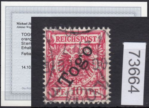 Kolonien Togo 1897 , Mich.-Nr.: 3 b gest geprüft  Befund