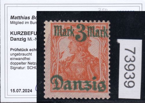 Danzig 1920 Mi. Nr. 44 I DD N  * geprüft  Befund