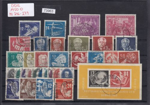 DDR 1950, Mich.-Nr.: 246-79 (mit Block 7)  gestempelt Komplett