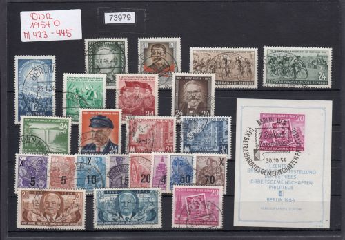 DDR 1954, Mich.-Nr.: 423-445 (Block10)  gestempelt Komplett