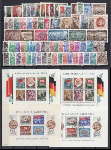 DDR 1953, Mich.-Nr.: 342-422 (mit Block 8+9 A+B) gestempelt Komplett