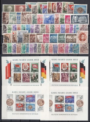 DDR 1953, Mich.-Nr.: 342-422 (mit Block 8+9 A+B) gestempelt Komplett